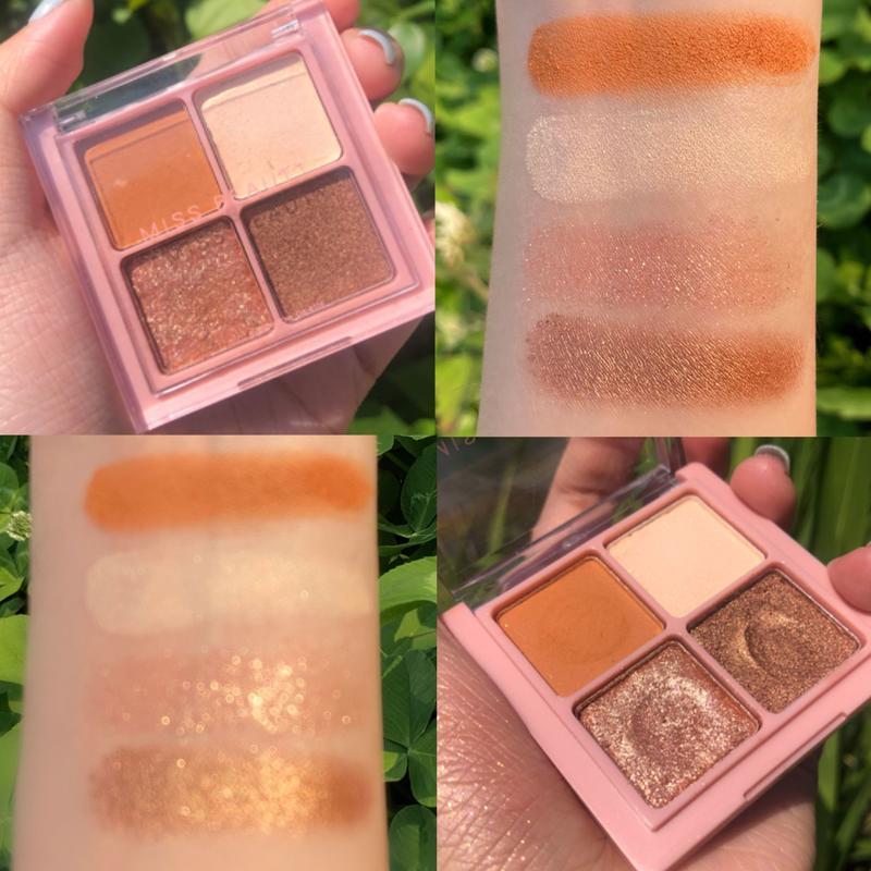 Bảng Phấn Mắt 4 Màu Sắc Hiệu Ứng Lì/ Ánh Nhũ Bắt Sáng Thiết Kế Nhỏ Gọn