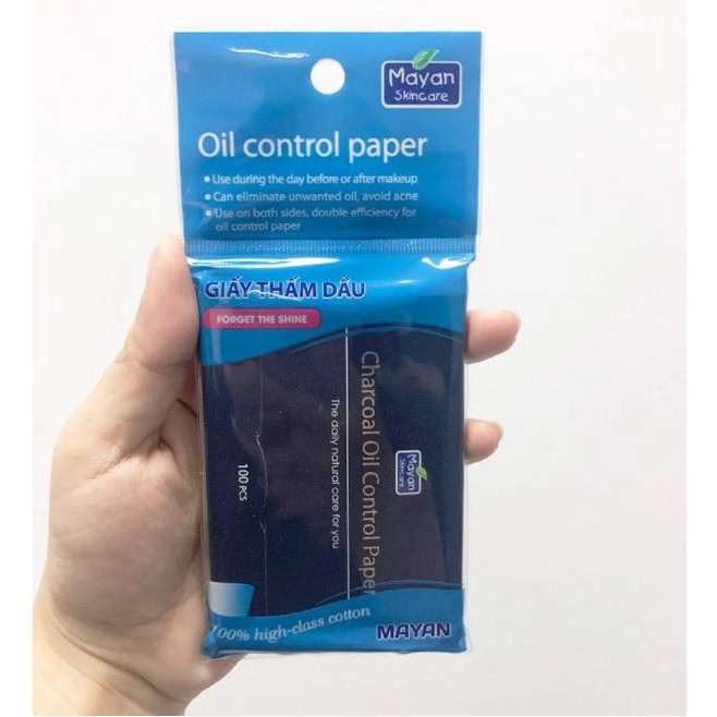 tuan203 Giấy Thấm Dầu Than Hoạt Tính Mayan Charcoal Oil Control Paper 100 PCS tuan203