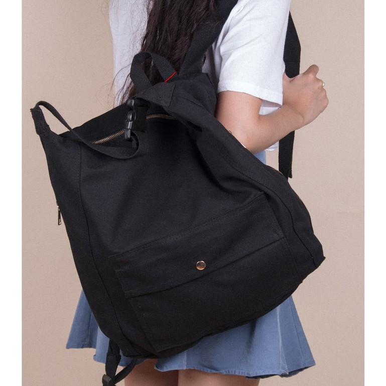 Balo Vải - Casual Canvas Backpack Ver.2 - Màu Đen