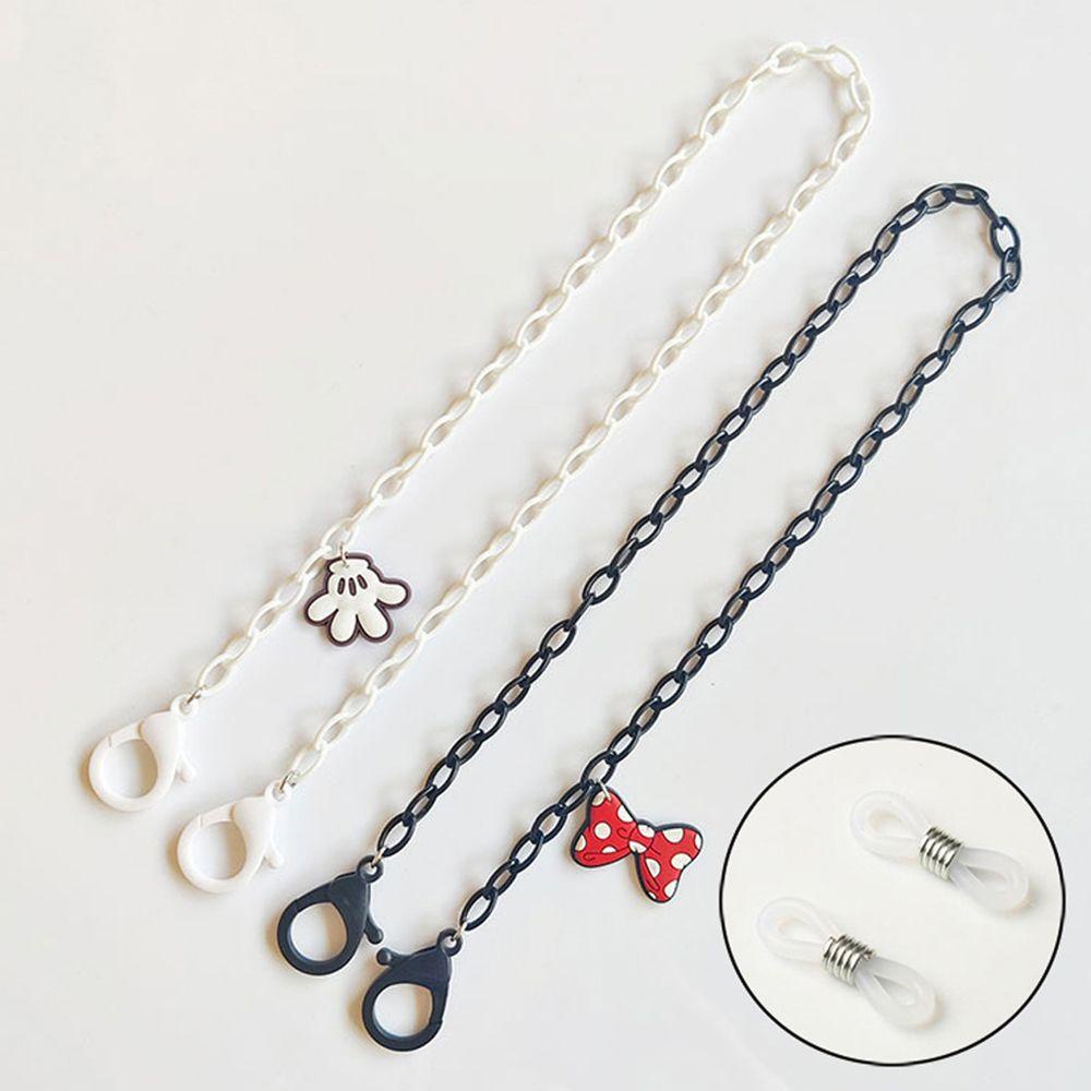 Dây Xích Acrylic Màu Đen Đeo Mắt Kính Hình Chuột Mickey Bảo Vệ Mắt Kính