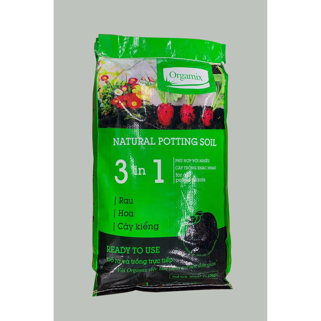 Đất sạch ORGAMIX 3 trong 1 cho rau – hoa – cây kiểng bao 20dm3 giàu dinh dưỡng (Vườn Sài Gòn - Vuon Sai Gon)