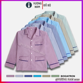 Đồ bộ pijama nam mặc nhà trung niên trung tuổi vải kate cao cấp ông già trơn sọc VN25F