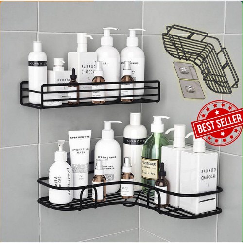 KỆ GÓC INOX DÁN TƯỜNG ĐEN VIỀN CHỮ A UỐN LƯỢN TIẾT KIỆM KHÔNG GIAN