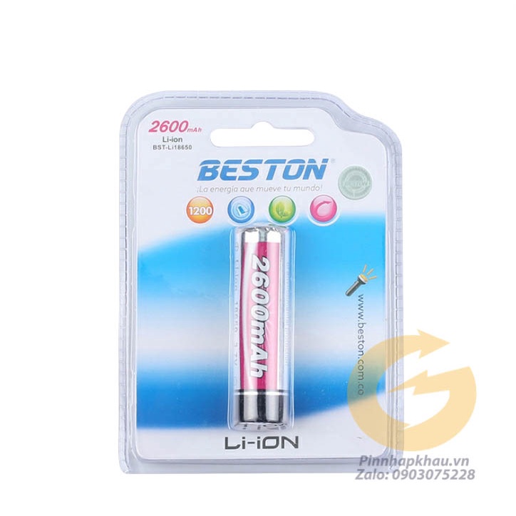 [P37] Pin sạc 18650 Beston đầu nhọn 2600mah Chính hãng chuyên cho đèn pin, đèn công suất lớn, đèn siêu sáng