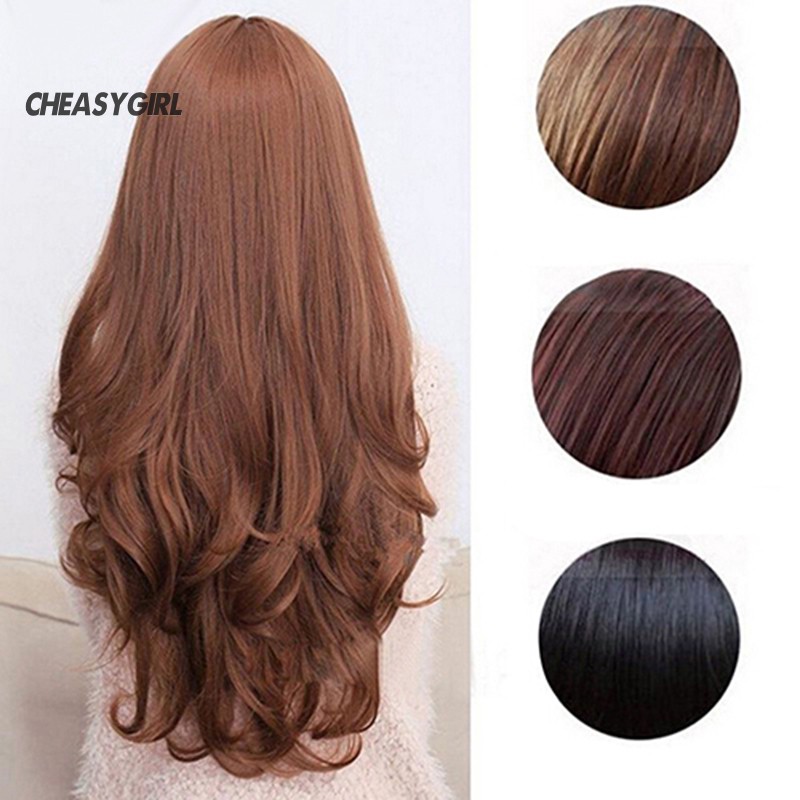 ♤CH Women Fashion Lolita Curly Wavy Long Full Wig Heat Resistant Cosplay Party Hair