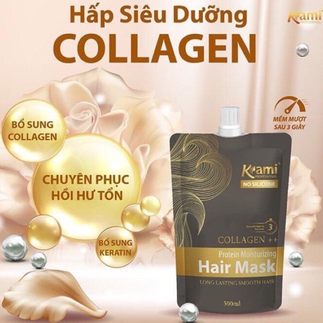 Kem ủ tóc collagen Kami 500ml siêu mềm mượt phục hồi tóc hư tổn | BigBuy360 - bigbuy360.vn