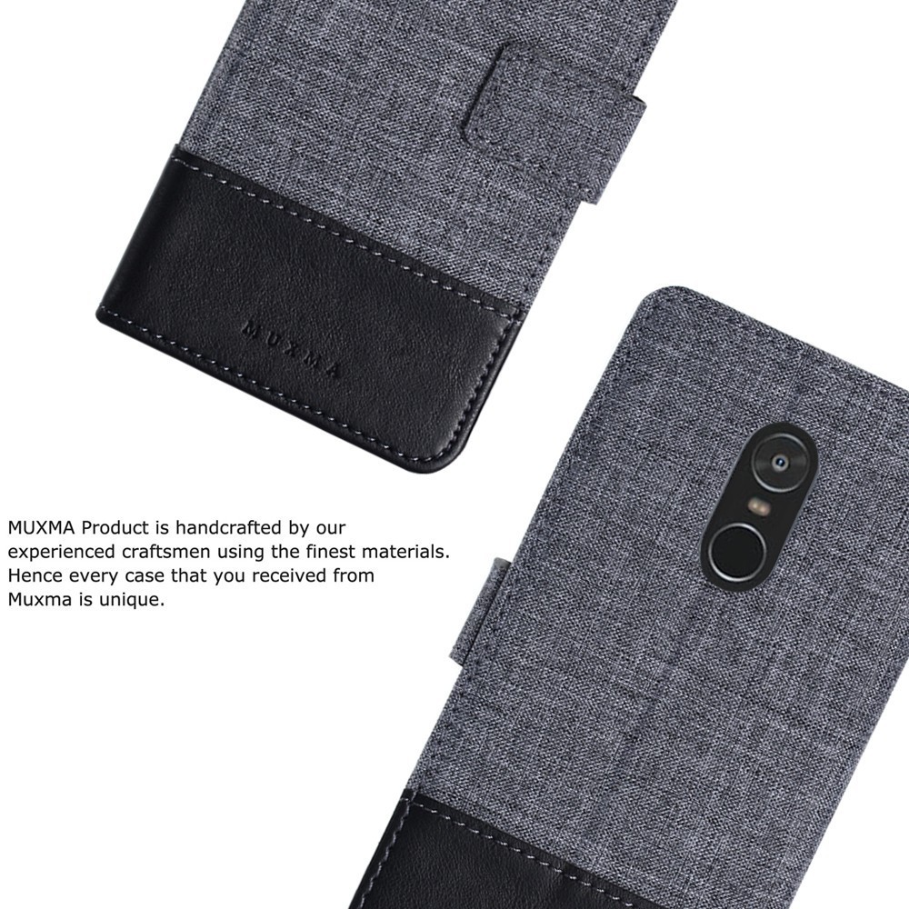 Bao da điện thoại bề mặt denim kiểu ví có giá đỡ cho Redmi Note 4/4X