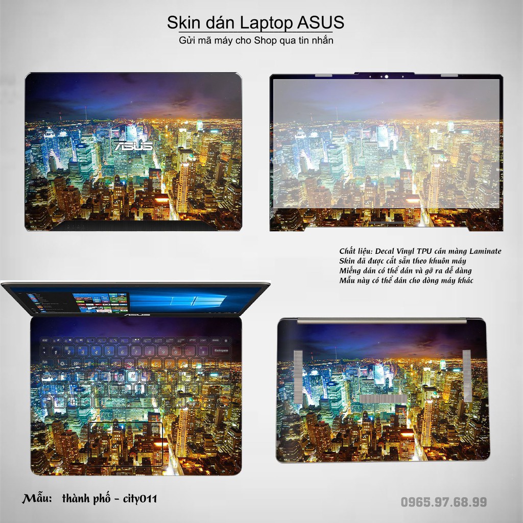 Skin dán Laptop Asus in hình thành phố nhiều mẫu 2 (inbox mã máy cho Shop)