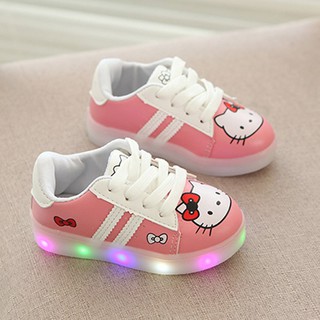 🎐HS🎐Giày thể thao có đèn LED Hello Kitty cho bé gái