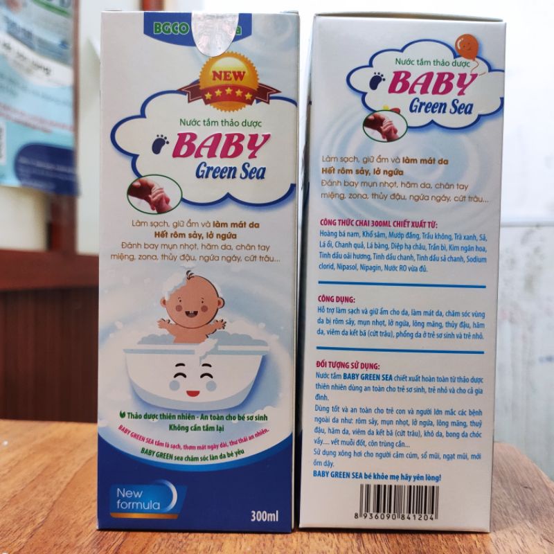 Combo bộ Sữa tắm, Nước tắm gội thảo dược cho bé sơ sinh Green sea - Chai 300ml