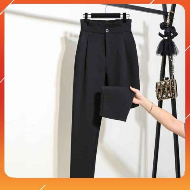 Quần tây baggy nữ đi học cạp lưng cao chất vải tuyết mưa dày vừa cạp bèo 2 màu đen vàng mặc làm công sở đẹp