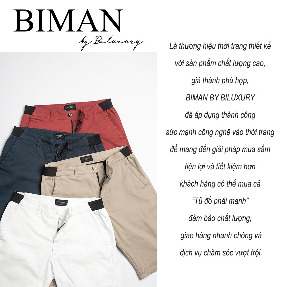 Quần đùi nam Biman by Biluxury short ngố kaki cao cấp co giãn nhẹ thoải mái vận động 5QNKB002