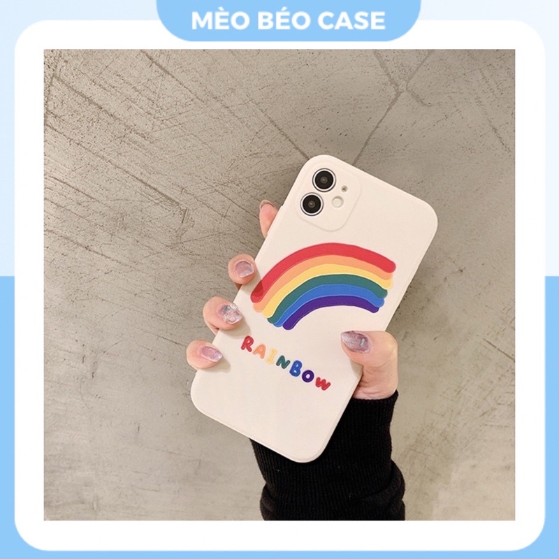 (SIÊU RẺ) Ốp lưng iphone màu kem cầu vồng rainbow 7plus/8/8plus/x/xr/xs/11/12/13/pro/max/plus/promax