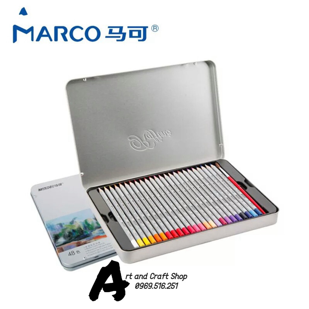 CHÌ MÀU MARCO HỘP 12 MÀU ( CHÌ MÀU KHÔ, CHÌ MÀU NƯỚC)