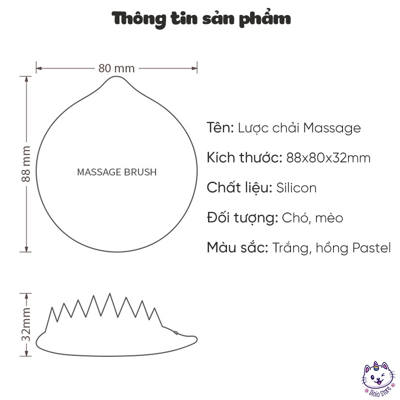 Lược chải lông thừa và massage cho mèo - Chất liệu Silicon mềm mại - Diniopet