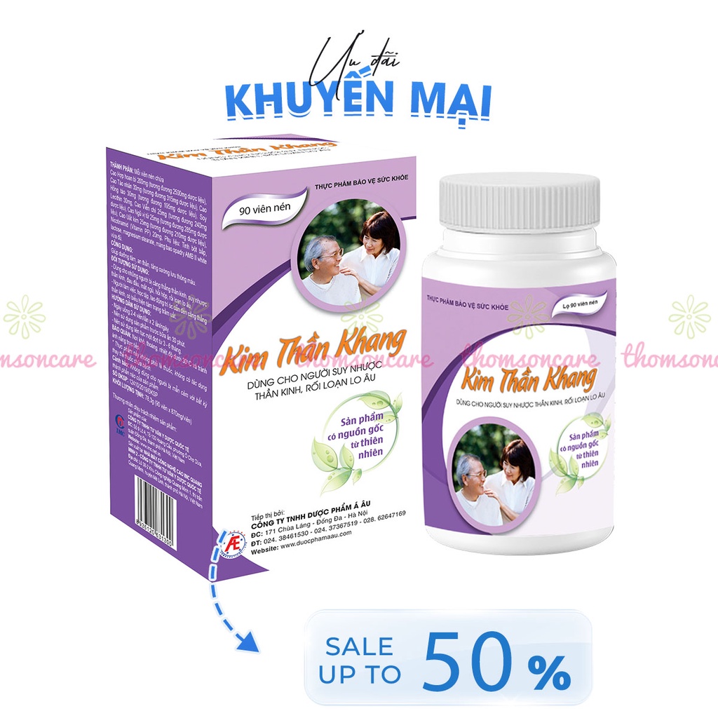 Kim Thần Khang - Giúp ngủ ngon dưỡng tâm, an thần, giảm mất ngủ, rối loạn lo âu - Hộp 90 viên/ 180 viên