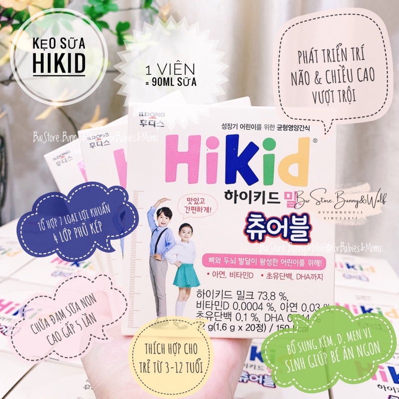 Sữa Hikid Dạng Viên Hộp 60 viên cho bé từ 3-12y - Hàn Quốc