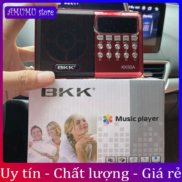 [Freeship]Đài FM Mini Có Ăngten - Loa Nghe Nhạc USB, Thẻ Nhớ, đài FM, Nghe Pháp BKK KK50C Có Đèn Pin