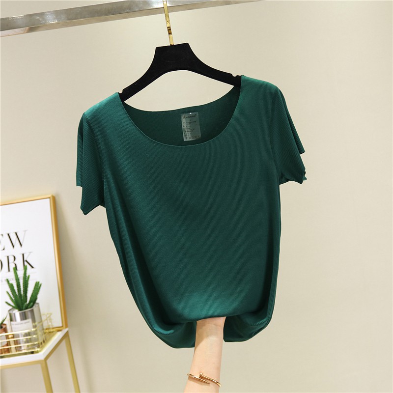 Áo Thun Cotton Không Đường May Màu Trơn Đơn Giản Hợp Thời Trang