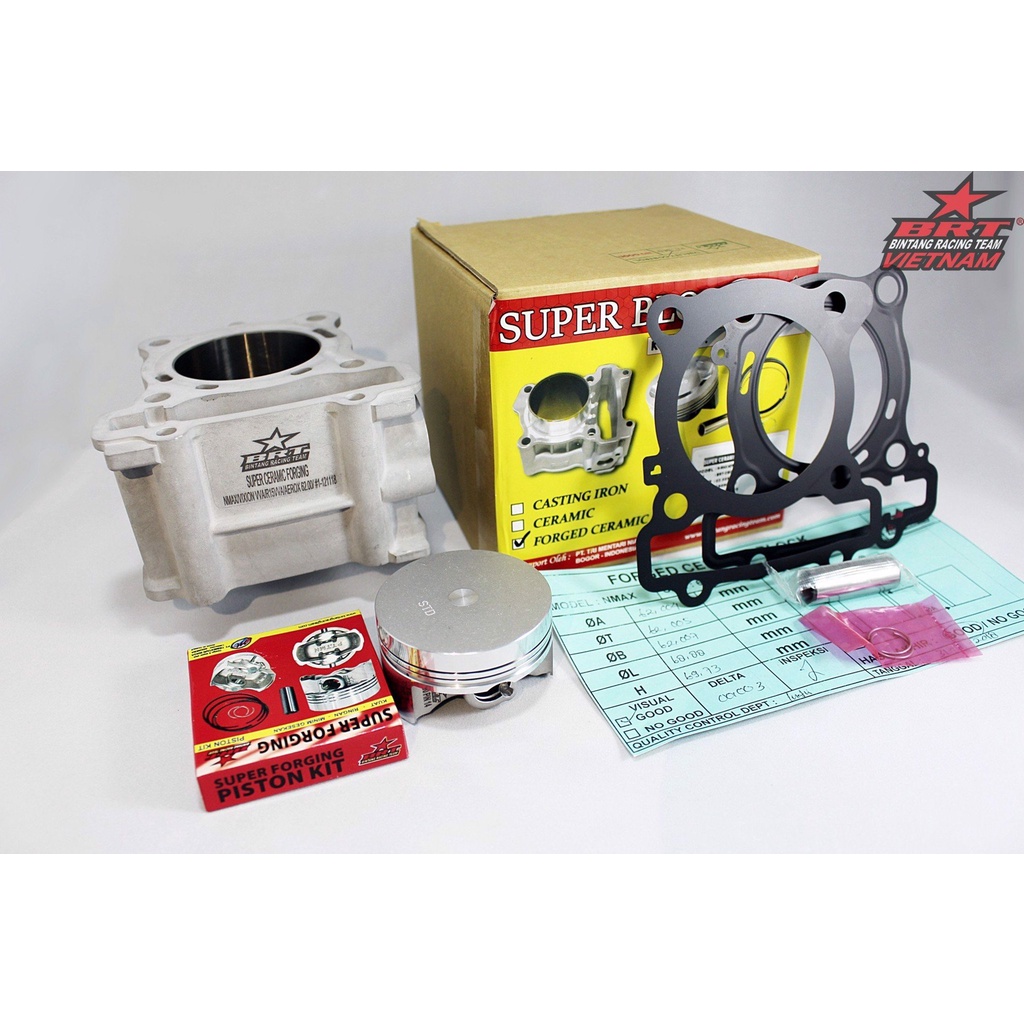 Bộ lòng 63 BRT Ceramic + Piston chưa móc 63mm Exciter 155-R15V3-MT15-FZ155-EX155-NVX155-XSR155-WR155