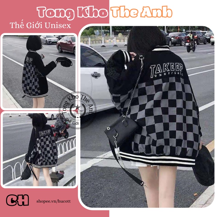 Áo khoác bomber U Karo chất tàu đanh dày dặn, áo jacket hoodies form unisex dáng thụng giấu quần chuẩn ảnh