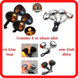 Bộ 4 đèn xi nhan xe máy classic 🏍🛵 xi nhan hột vịt 🏍🛵 xi nhan classic thép sơn tĩnh điện và xi inox