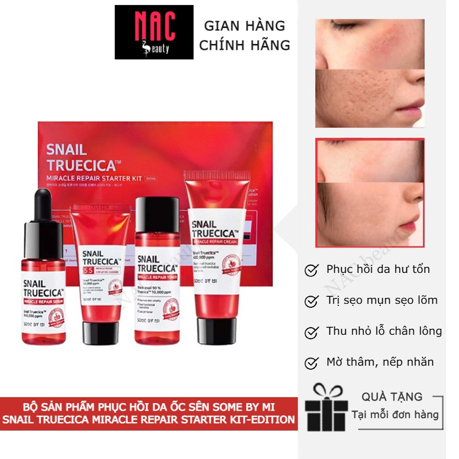 Bộ Kit Dưỡng Phục Hồi, Tái Tạo Da Chiết Xuất Ốc Sên Some By mi Snail Truecica Miracle Repair Start
