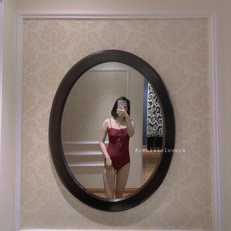 𝑹𝑬𝑼𝑺𝑺𝑰𝑬 𝑩𝑰𝑲𝑰𝑵𝑰 Đồ bơi liền một mảnh áo hai dây đan dây ngực đỏ đen phong cách Hàn Quốc #rsbkn047