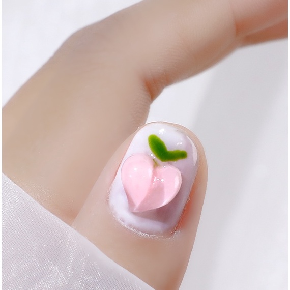 Set 5 Đá Quả Đào Trái Tim Thạch Hàn Quốc Trang Trí Móng