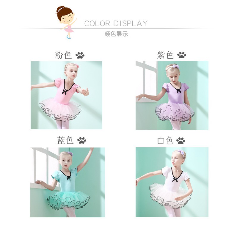 (HOT SALE) Váy múa ballet ngắn tay váy viền đen Binnashi CVM0010