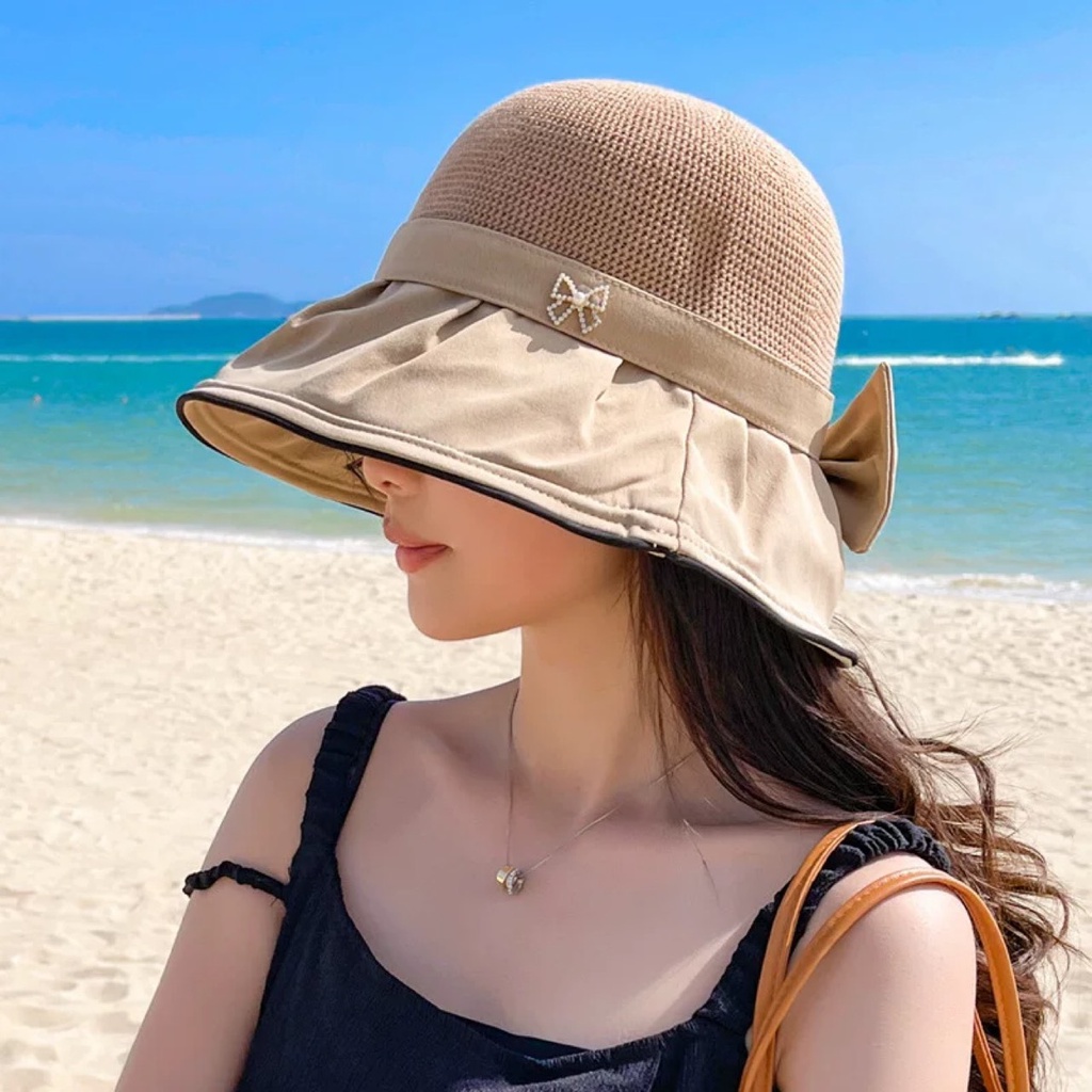 Mũ Rộng Vành Tiểu Thư - Nón Cói Đi Biển Đính Nơ Sang Chảnh (M21)