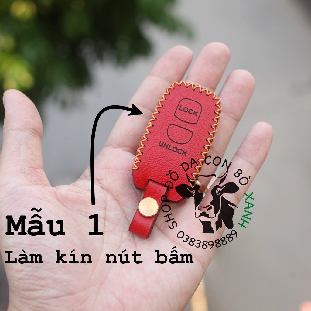 Bao da chìa khoá Ford Everest 2009 loại 2 phím bấm handmade da thật 008