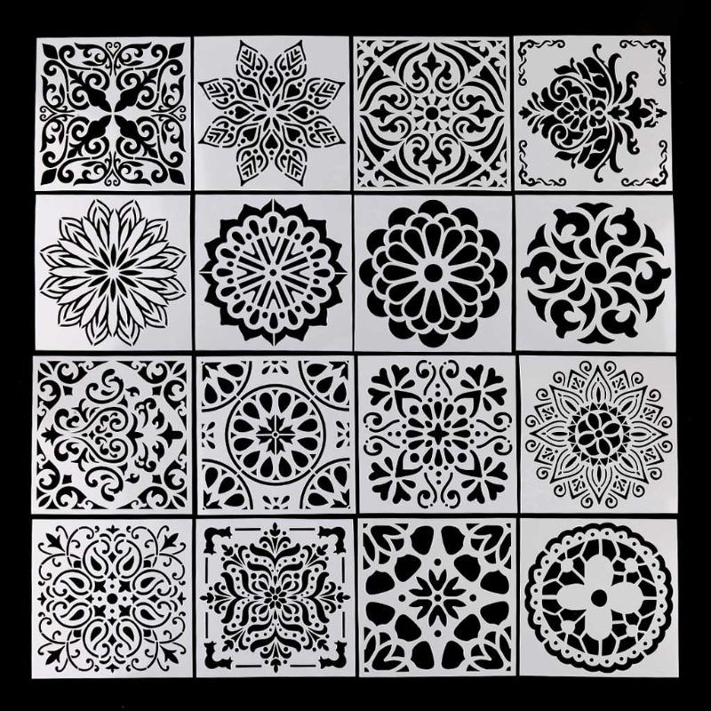 Set 16 Thước Khuôn Vẽ Họa Tiết Mandala Độc Đáo Trang Trí Album DIY