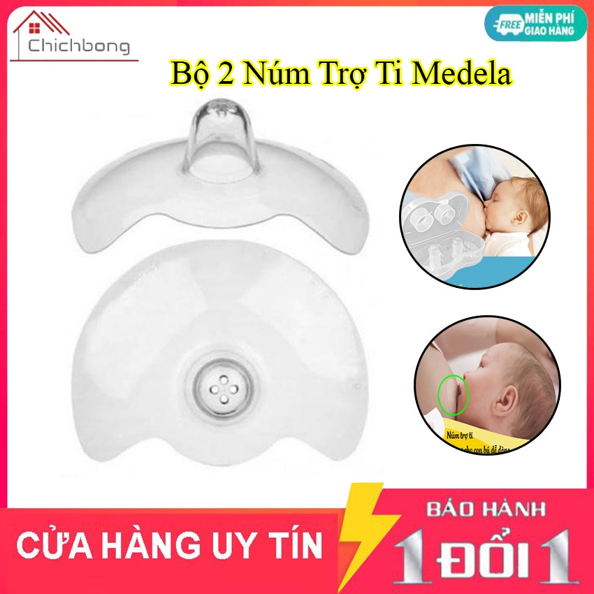 Hộp 2 núm trợ ti silicon Medela các size kèm hộp bảo quản, Núm Trợ Ti Medela