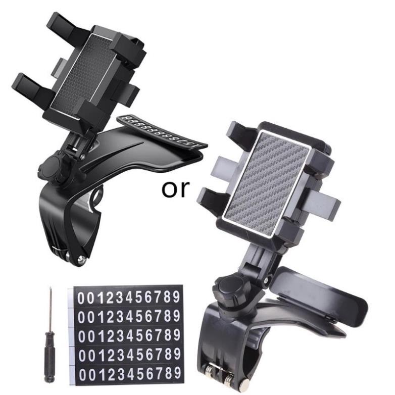 Giá đỡ điện thoại ôtô, tích hộp số điện thoại khẩn cấp kẹp trên xe hơi xoay 360 độ chống rung trên taplo,gương chiếu hậu