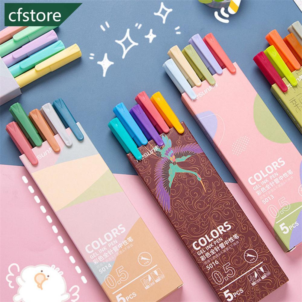 Set 5 Bút Morandi Macron 0.5mm DIY Nhiều Màu Sắc Cổ Điển Dành Cho Học Sinh N1V6