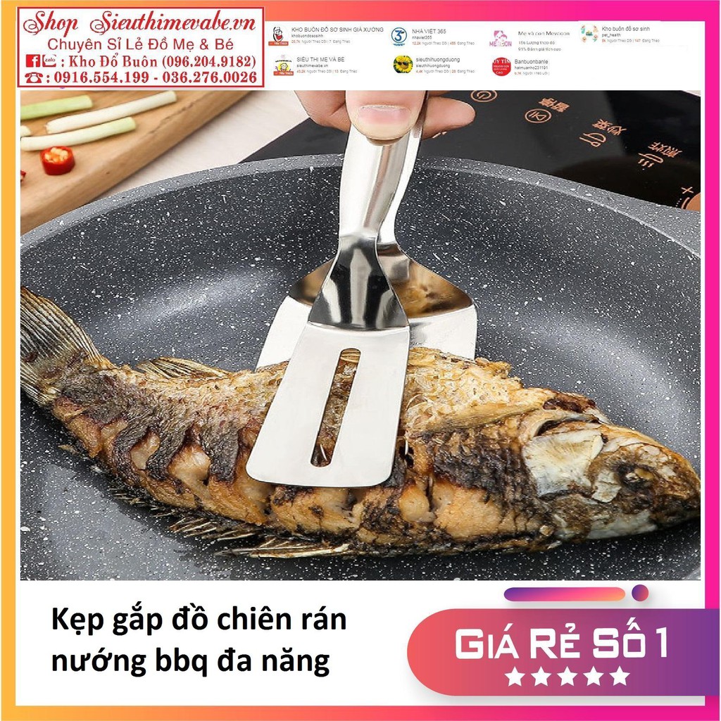 Kẹp gắp đồ chiên rán, nướng BBQ đa năng chất liệu inox cao cấp