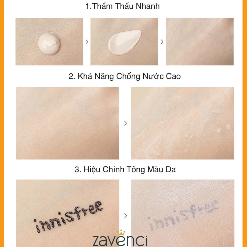 Kem Chống Nắng INNISFREE Chống Nắng Kiềm Dầu 3 Trong 1 Intensive Triple-Shield Sunscreen SPF 50+/PA++++ (10ml - mini)