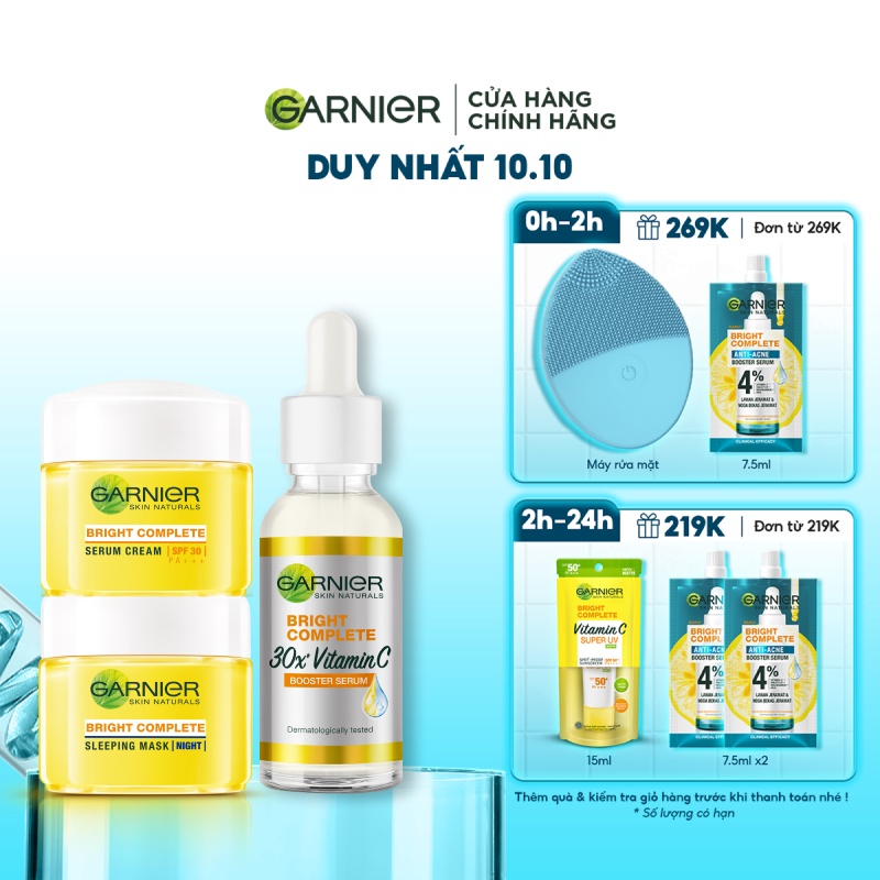 Bộ tinh chất và kem dưỡng da Garnier Bright Complete 30X Vitamin C