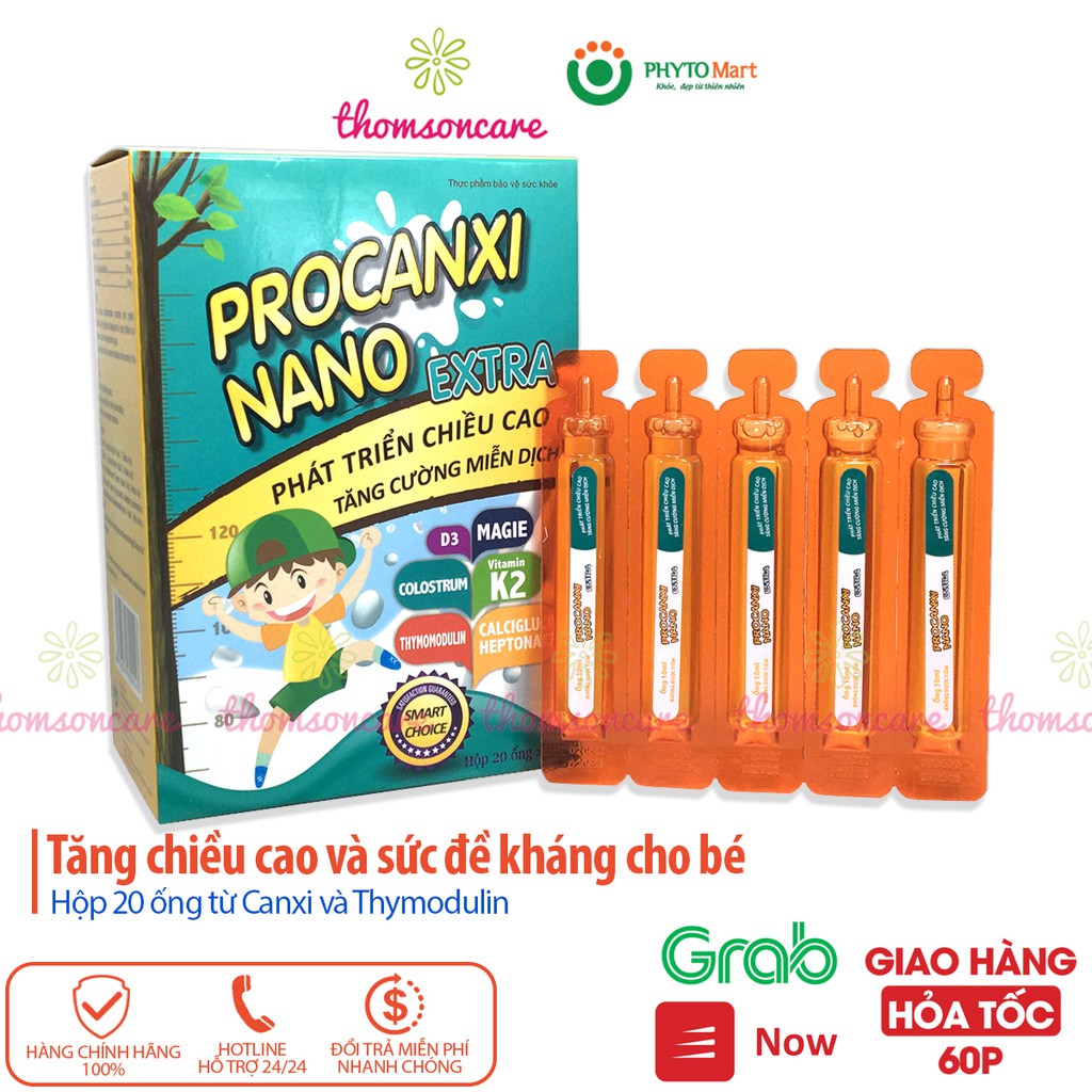 Bổ sung canxi và tăng sức đề kháng với Thymodulin và FOS Procanxi Nano Hộp 20 ống tiện lợi