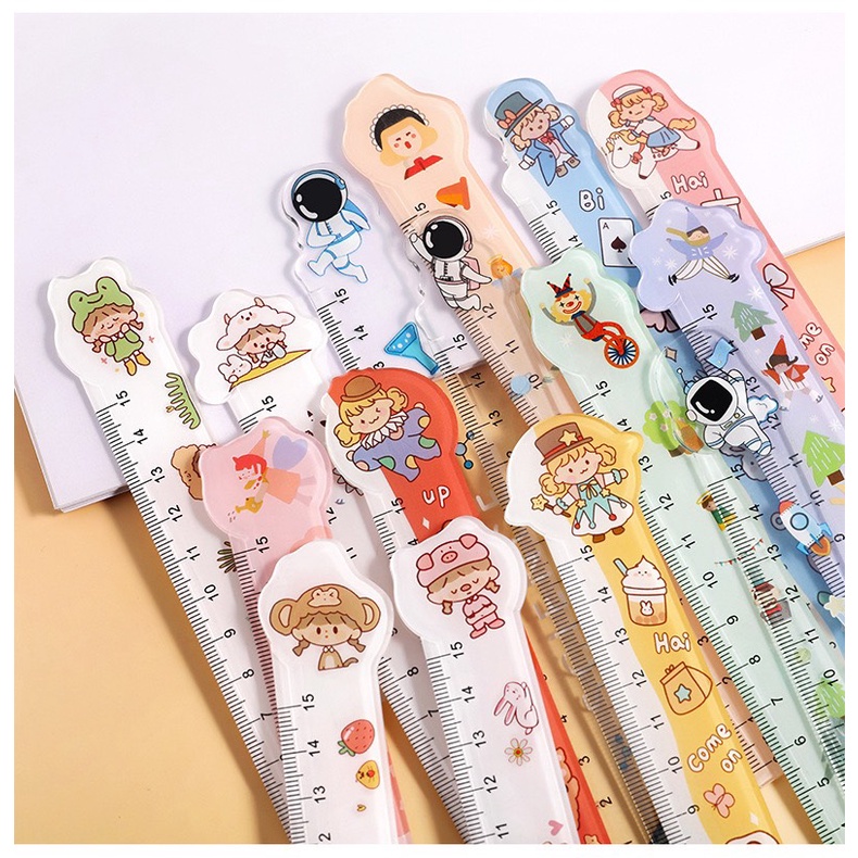 Thước kẻ cứng hoạt hình dễ thương học sinh chiều dài 15cm cute dễ thương đồ dùng học tập làm quà tặng học sinh TK5