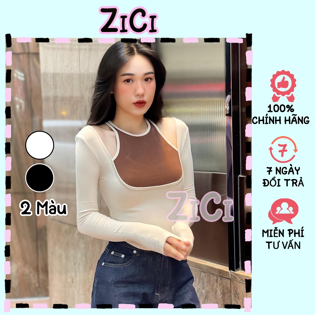 Áo kiểu nữ dài tay vạt bầu Áo thun nữ Hàn Quốc phối màu hở vai ôm body sexy APYTD01