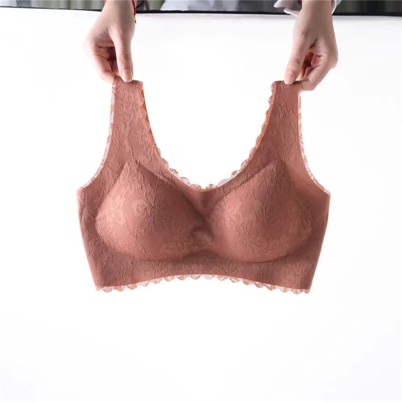 Áo ngực thể thao phối ren mềm mại không đường may size M-XXL cho nữ