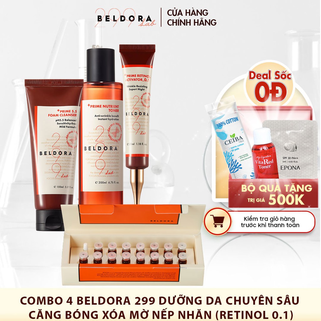 BỘ 4 SẢN PHẨM BELDORA 299 DƯỠNG DA CHUYÊN SÂU, CĂNG BÓNG XÓA MỜ NẾP NHĂN