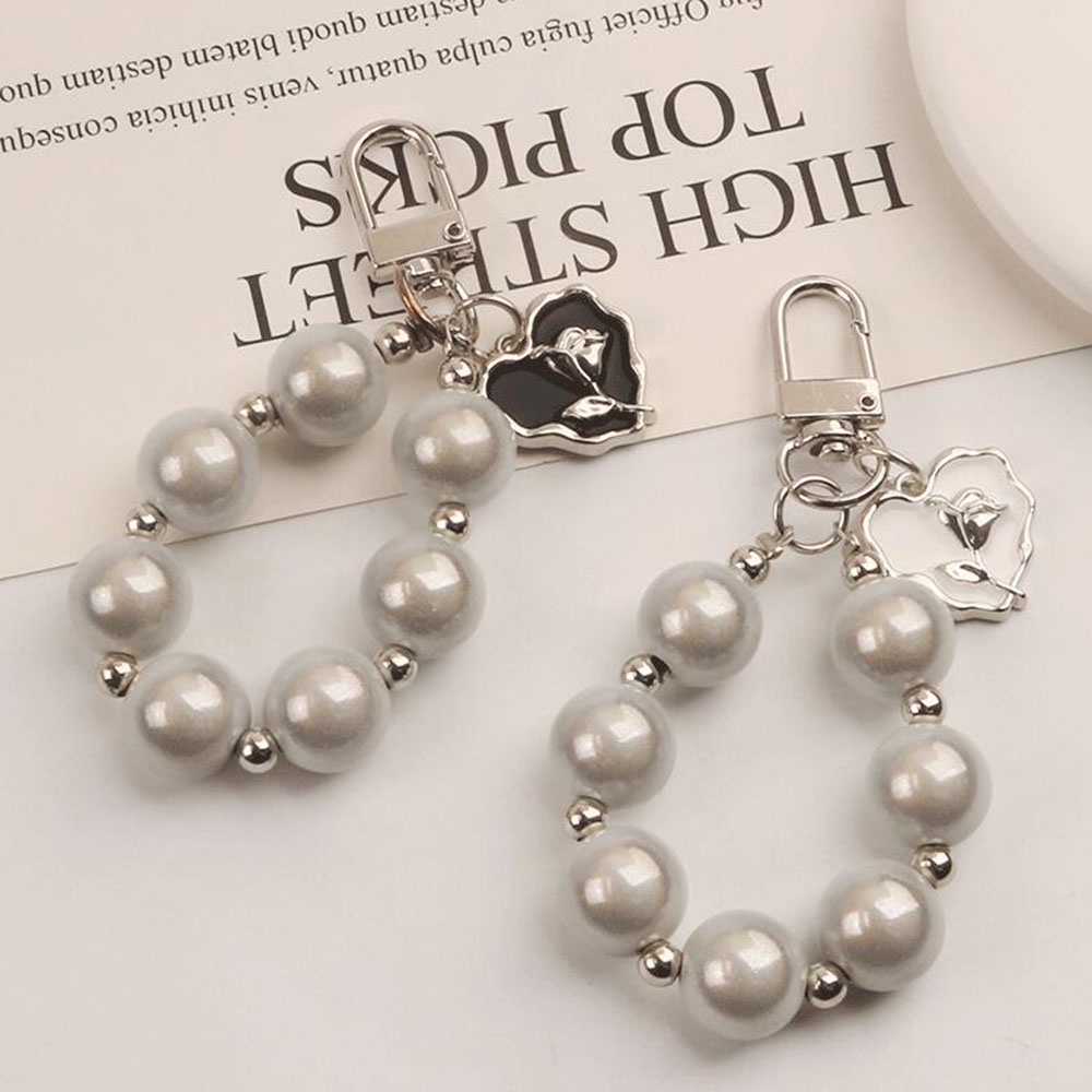 Móc Điện Thoại Xâu Hạt Tròn Hình Hoa Hồng Chống Rời Phong Cách Hàn Quốc