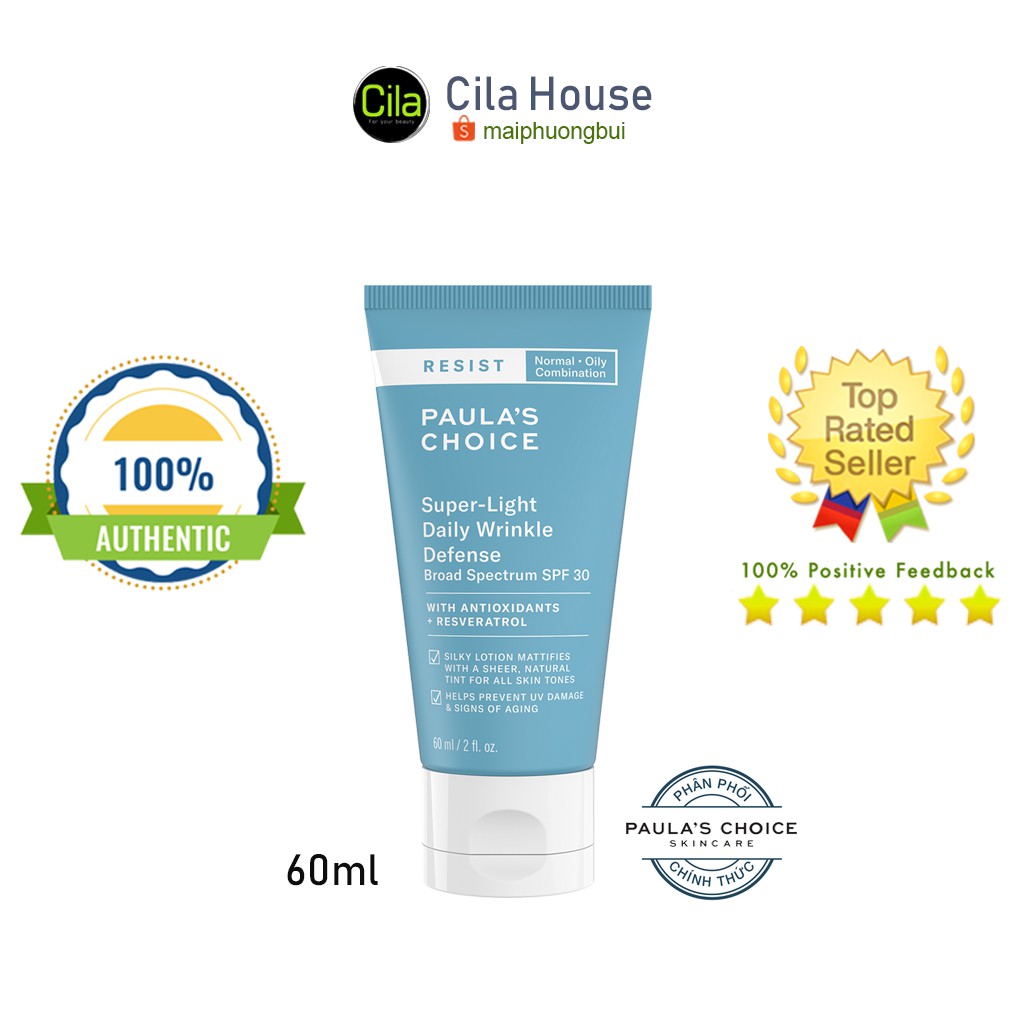 Kem Dưỡng Da Chống Nắng Paula's Choice Resist Super-Light Wrinkle Defense SPF30  7760 - Cila House