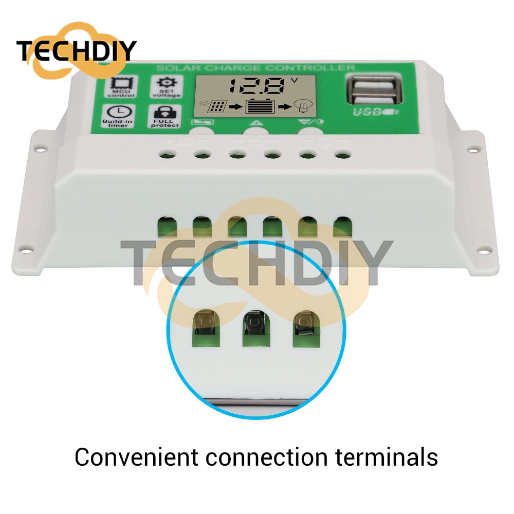 Thiết Bị Điều Khiển Sạc Năng Lượng Mặt Trời 10A 20A 30A 24V 12V Màn Hình LCD