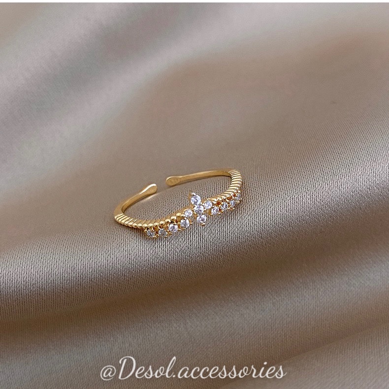 Nhẫn Adalene thiết kế hở kiểu dáng đính đá phối ngọc xinh xắn R032-034 Desol.accessories