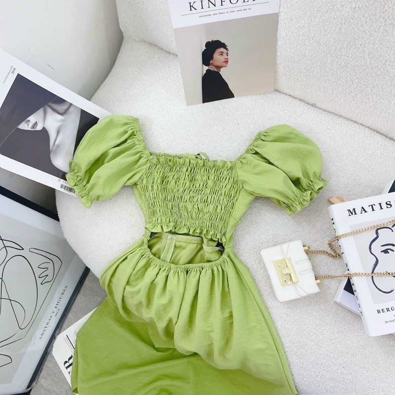 ĐẦM XANH RỚT VAI DÂY CỔ YẾM  LƯNG BO CHUN