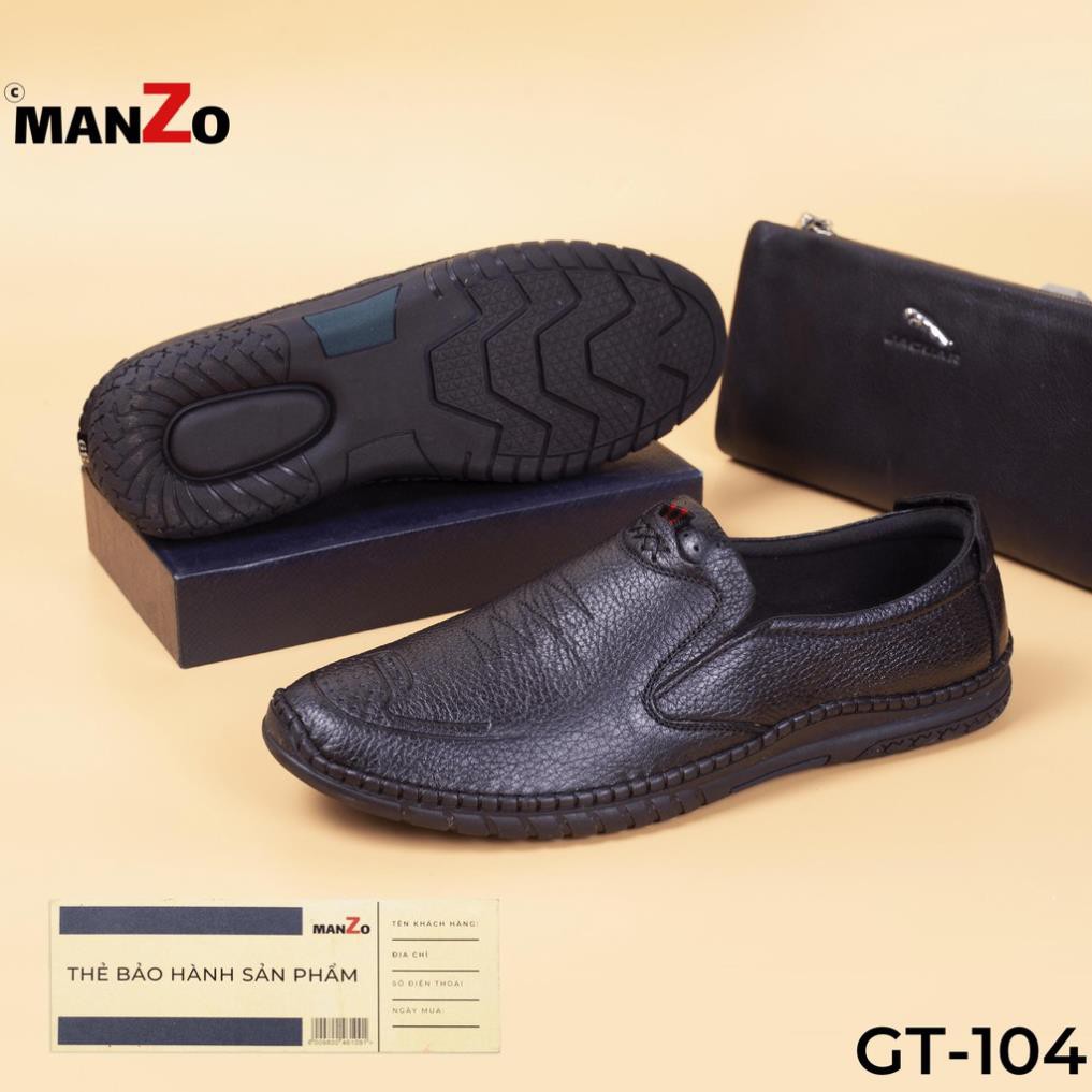 [Hạ Giá] [DA BÒ THẬT] Đen & Nâu - Giày lười da mềm mang rất êm chân - Bảo hành 12 tháng - Manzo store - GT 104